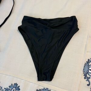 Black High-Waisted Swim Bottom
